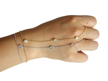Goldene und silberne 925er Sterlingsilber Kettenarmbänder mit Ringen, Damenmode-Schmuck.