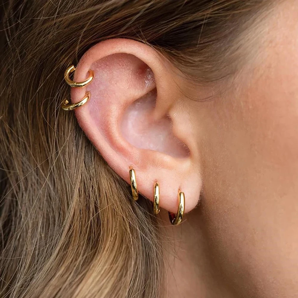 Ohrringe Gold Creolen Set, modisch, Ohrschmuck, Damen Accessoire, elegantes Design