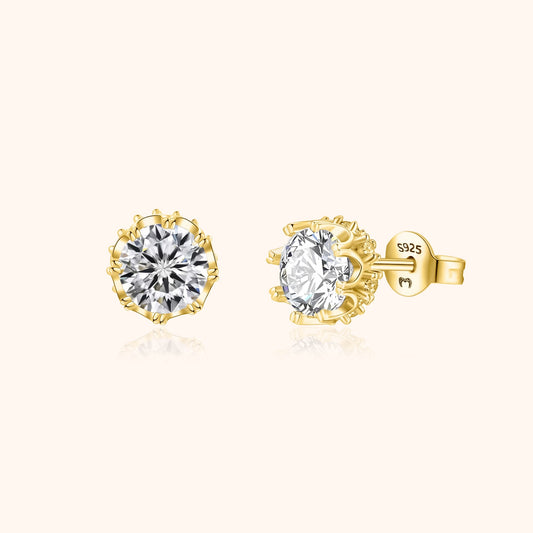 Goldene Ohrringe mit Zirkonia, 925er Silber, funkelnd, eleganter Schmuck für Damen.
