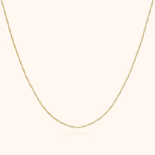 Goldene Halskette, filigranes Design, 14 Karat, eleganter Schmuck für Damen.