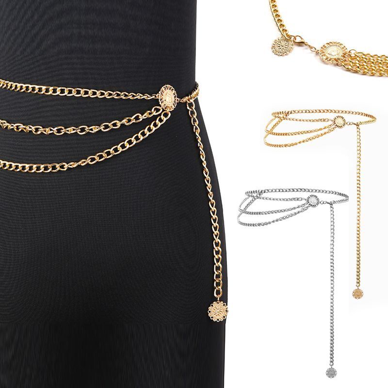 Goldene Kettengürtel für Damen, modisch, verstellbar, elegant, Accessoire für Kleider.