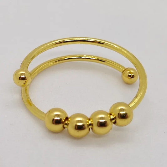 Goldener Nasenring mit Kugeln, Piercingschmuck, Edelstahl, modisch, glänzend, Unisex.