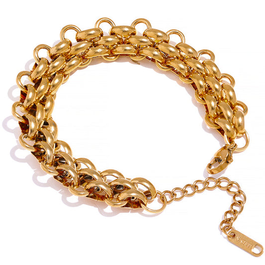 18k vergoldetes Edelstahl-Cuban Chain Armband, verstellbar, modisches Statement-Schmuckstück.