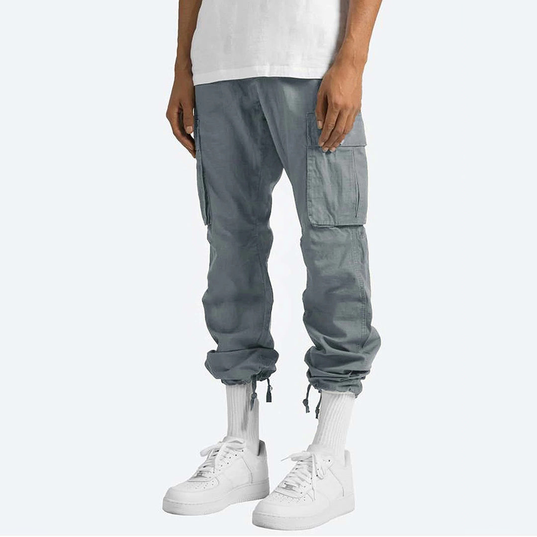 Graue Cargohose Herren, Baumwolle, Taschen, lässig, Streetwear, Mode, sportlich, bequem