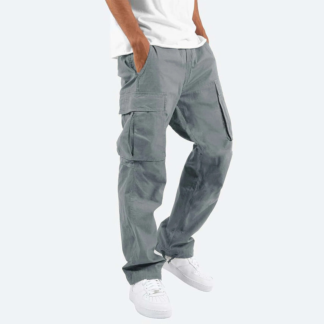 Graue Cargo-Hose Herren, lässig, Baumwolle, Seitentaschen, modisch, bequem, urbaner Stil.