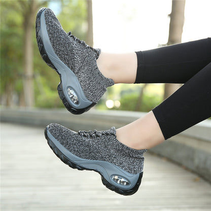 Graue Damen-Sneaker, atmungsaktiv, rutschfest, ideal für Sport und Freizeit.