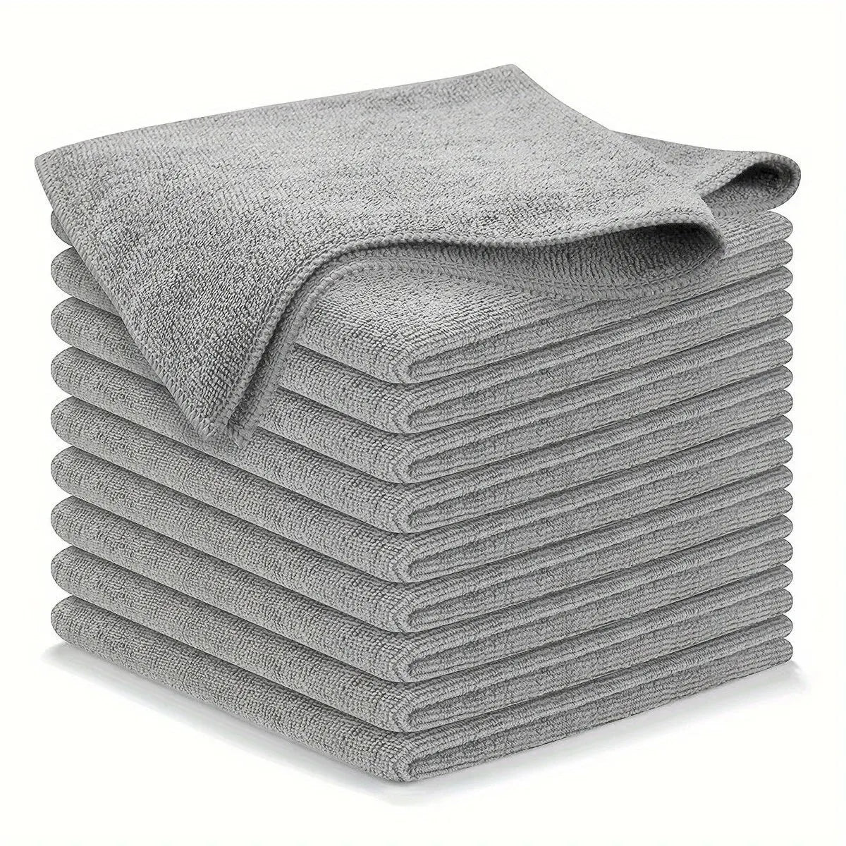 Graues Mikrofaser-Handtuch-Set, 10 Stück, saugfähig, weich, ideal für Küche und Bad.
