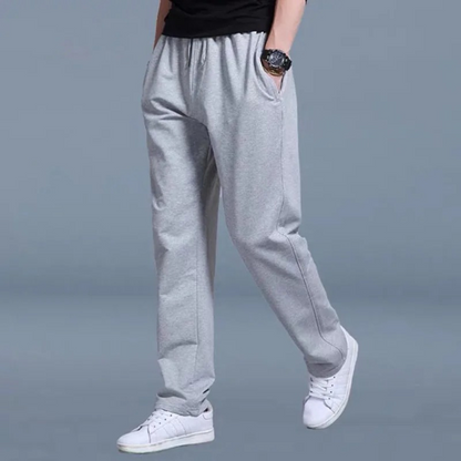 Graue Herren-Jogginghose, bequem, elastischer Bund, Freizeithose, Sportbekleidung.
