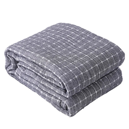 Graue karierte Decke aus Baumwolle, weiches Material, ideal für Wohnzimmer oder Schlafzimmer.