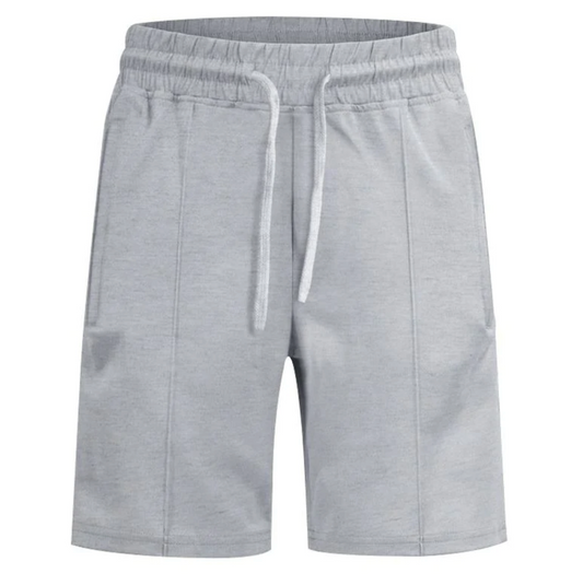 Graue Herren-Shorts aus Baumwolle mit Kordelzug, bequem und modisch für Freizeitkleidung.