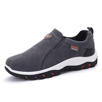 Grauer Herren-Sneaker, rutschfest, atmungsaktiv, sportlich, bequem, ZUODI Marke.