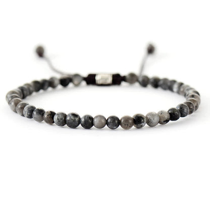 Graues Labradorit-Armband, verstellbar, runde Perlen, Schmuck für Damen und Herren.
