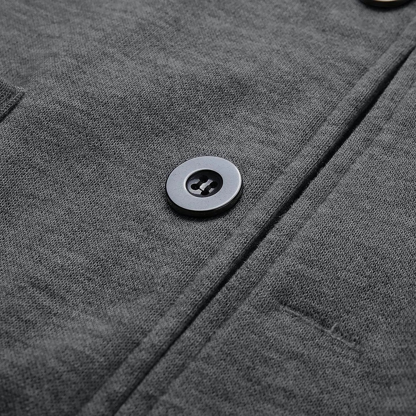 Dunkelgrauer Leinenblazer mit Knopfdetail, elegantes Design, hochwertige Herrenmode.