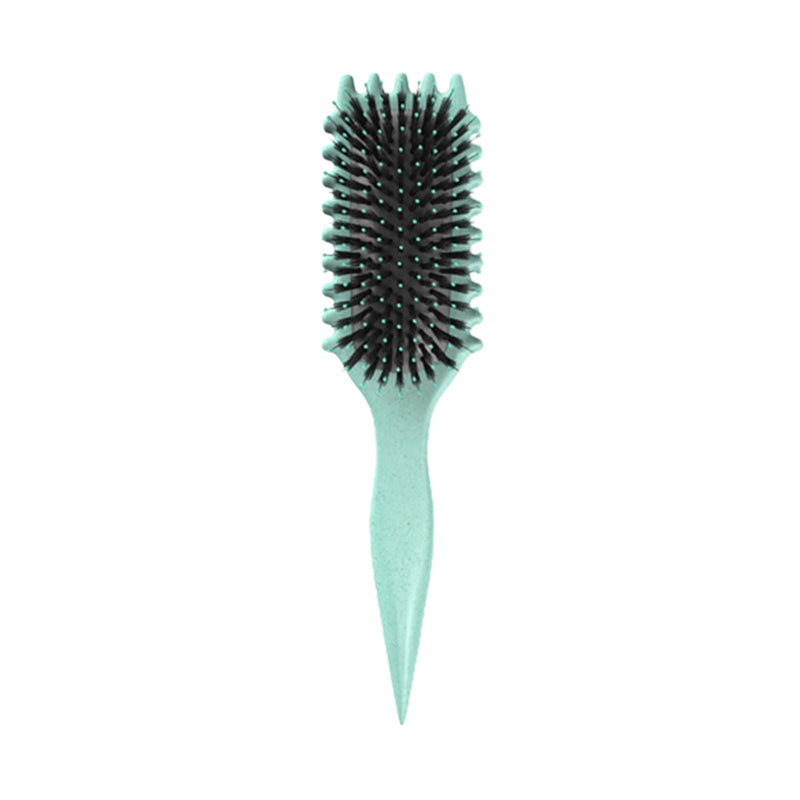 Mintgrüne Haarbürste mit schwarzen Borsten, ergonomischer Griff, ideal zum Entwirren.