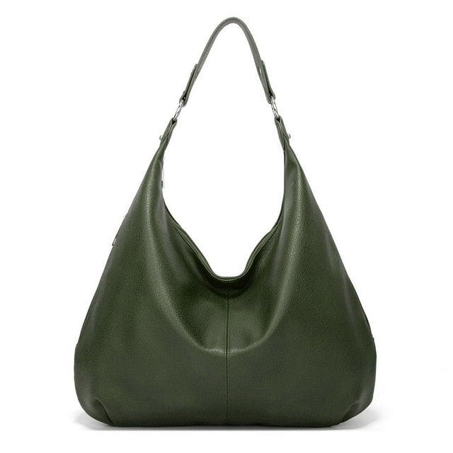Grüne Lederhandtasche, Hobo-Stil, modisch, Damenaccessoire, elegantes Design