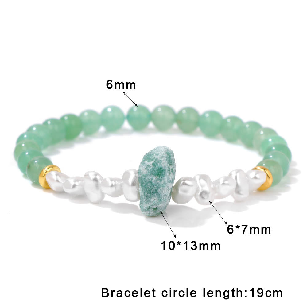 Grünes Armband mit Perlen und Edelstein, 19 cm, Schmuck, Damenaccessoire, modisch, elegant.