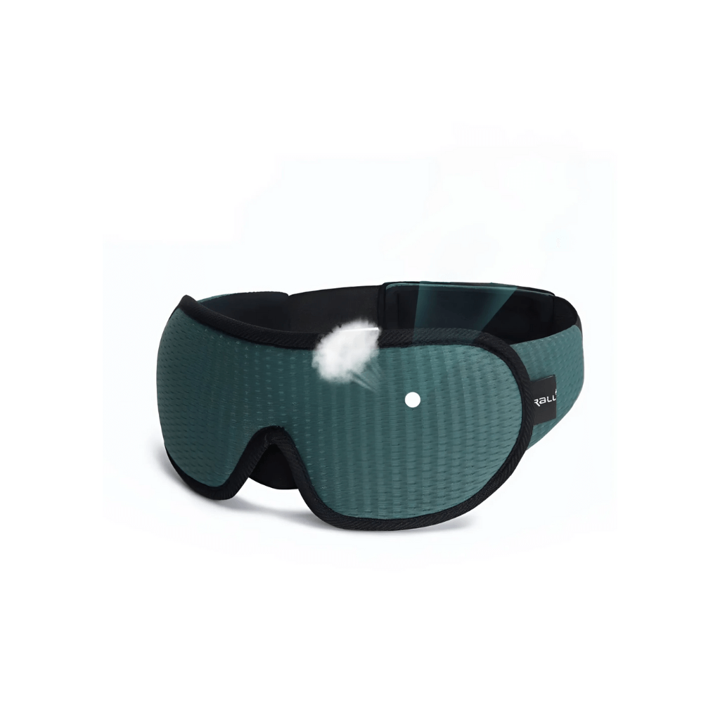 Grünes ergonomisches Schlafmaske, druckfreies Design, bequem, für besseren Schlaf.