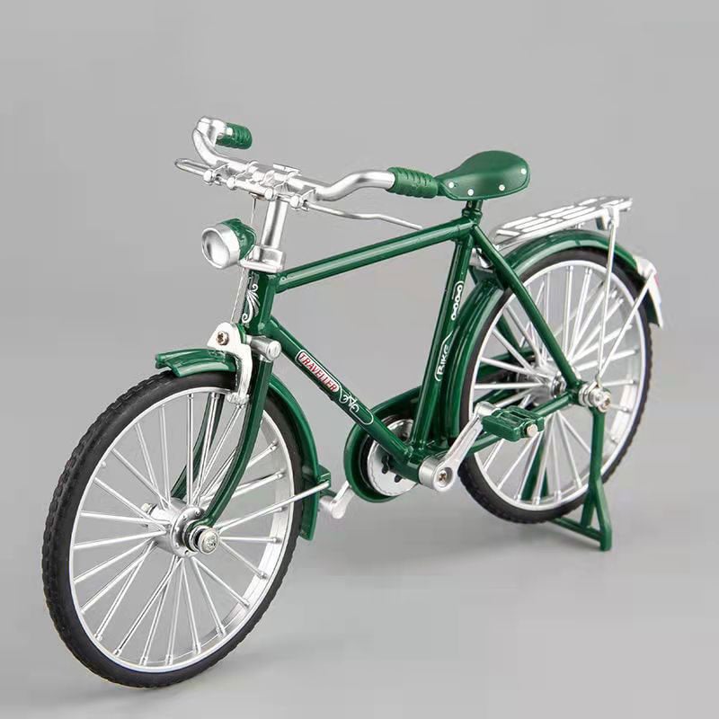 Grünes Vintage-Fahrradmodell aus Metall, detailgetreu, Sammlerstück, Dekoration.