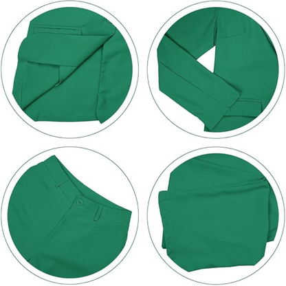 Grüne Damenhose, Baumwolle, elegante Passform, modisch, bequem, ideal für Büro und Freizeit.