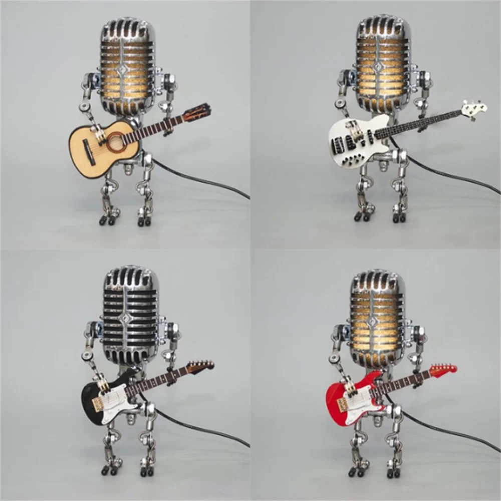 Dekorative Mikrofon-Roboterlampe mit Gitarre – Max