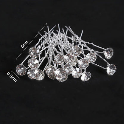 Klarer Haarnadel-Set mit Kristallsteinen, 6 cm lang, ideal für Hochzeitsfrisuren.