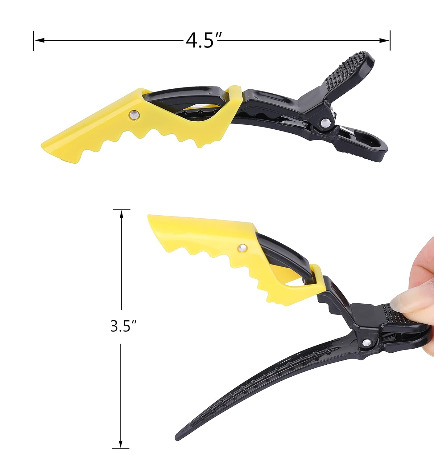 Gelbe Haarspangen, 4,5 Zoll, Kunststoff, Friseurwerkzeug, rutschfest, Stylingzubehör.