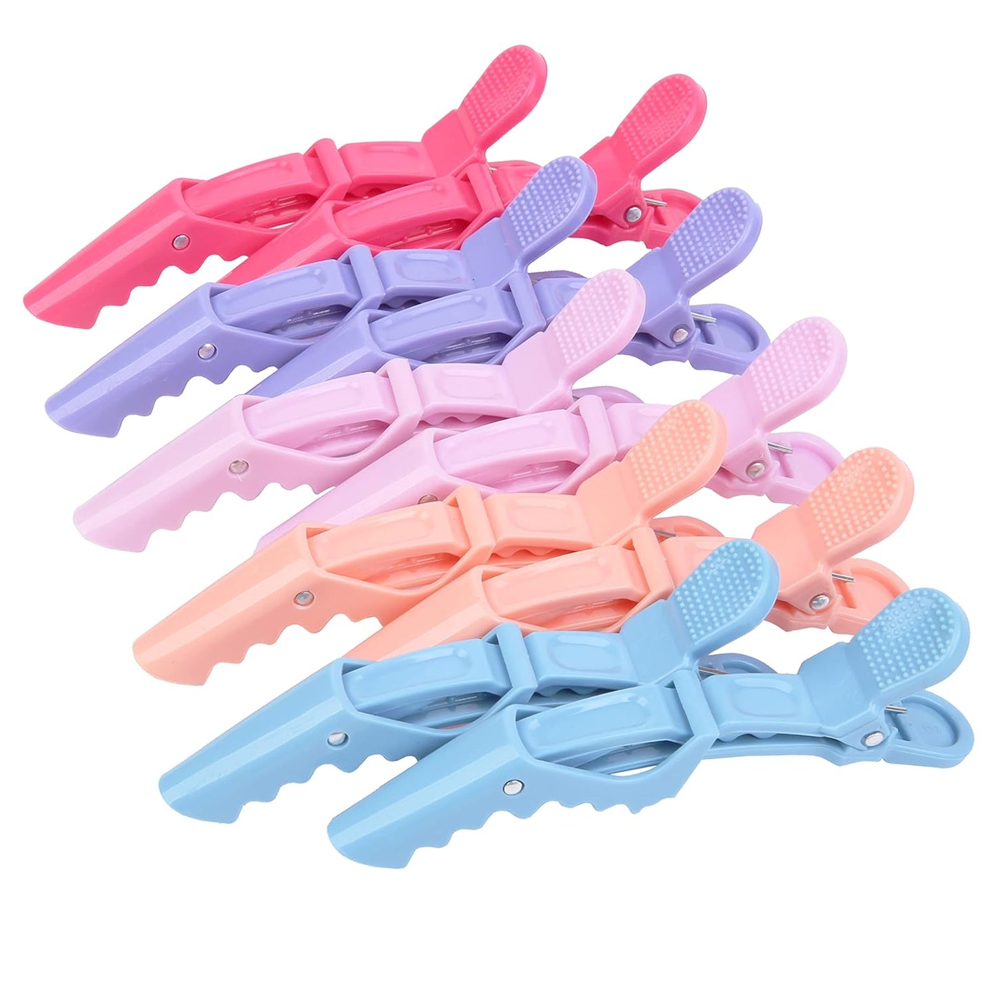 Bunte Kunststoff-Haarklammern, 12er-Set, rutschfest, Friseur-Accessoire, rosa, lila, blau.