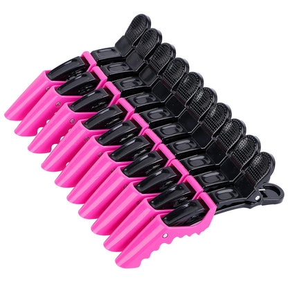 10 pinke Haarclips aus Kunststoff, Friseurklammern, rutschfest, für Haarstyling und Salon.