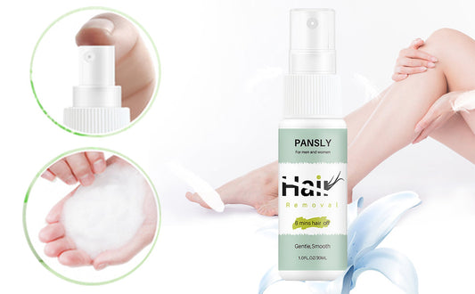 Haarentfernungsspray für Männer und Frauen, Pansly, 50ml, sanft, weiß, mit Schaum und Sprühkopf.