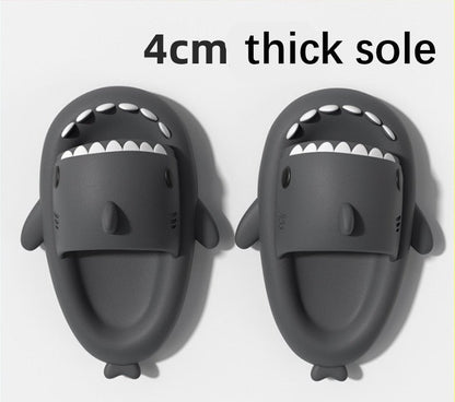 Niedliche Hai-Hausschuhe, grau, 4cm dicke Sohle, rutschfest, bequem, Unisex.