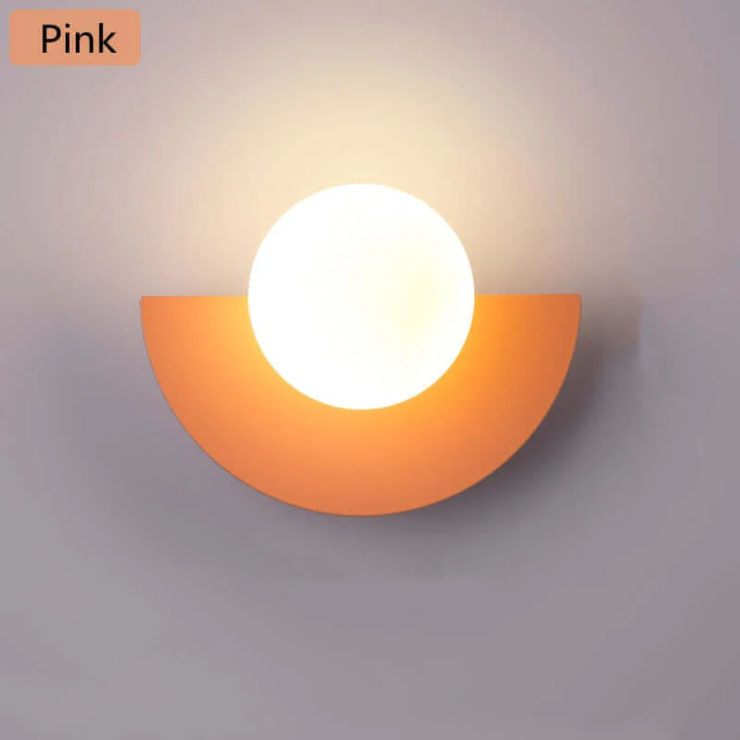 Runde Wandleuchte, rosa, modernes Design, LED, Innenbeleuchtung, energiesparend.