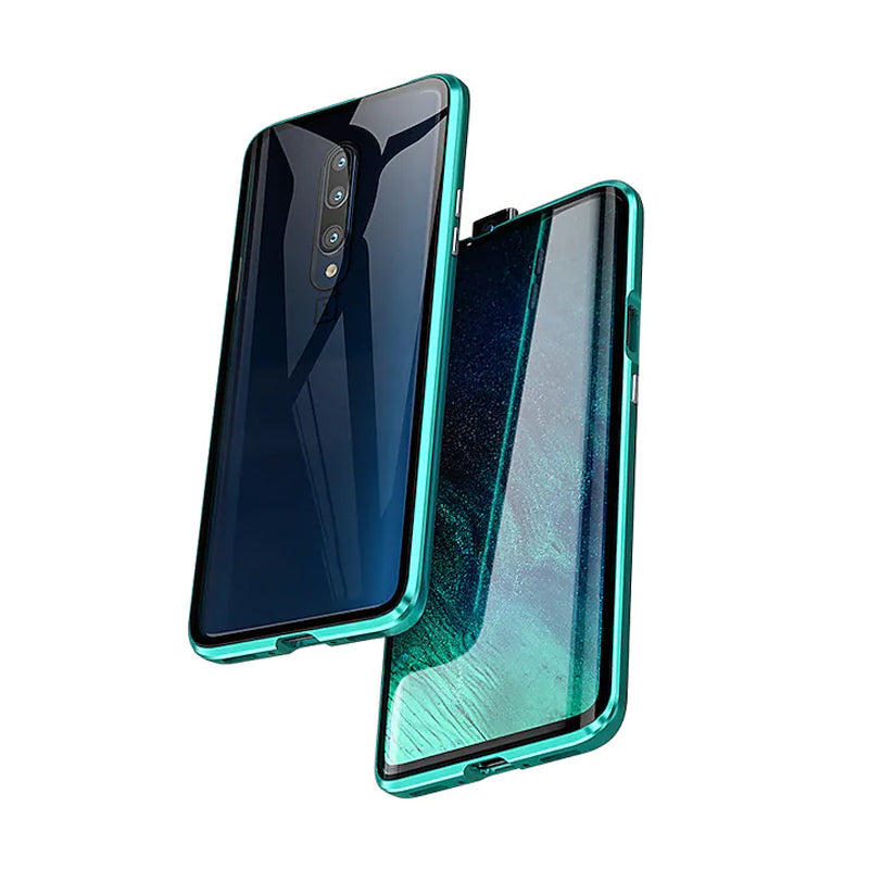 Grüne magnetische Handyhülle für Smartphone, doppelseitig, Glas, stoßfest, modern.