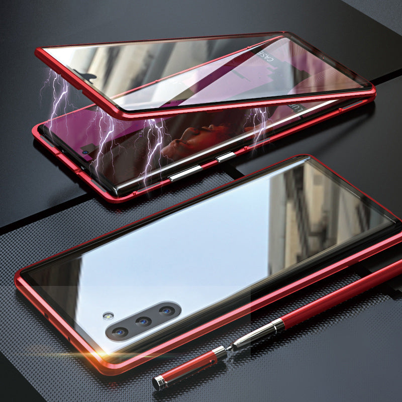 Rotes magnetisches Handyhülle mit Spiegelglas für Samsung Galaxy, stoßfest, elegant.
