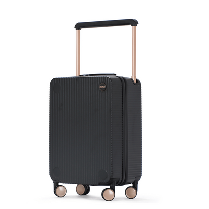 Hardschalen-Koffer | Set | Handgepäck | Reisekoffer | 4 Doppelrollen-Schwarz-Handgepäck 37L-Luzern Mode