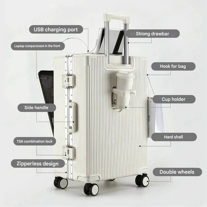 Handgepäckkoffer | Aluminium | TSA-Schloss | Integrierte USB-ports-Luzern Mode