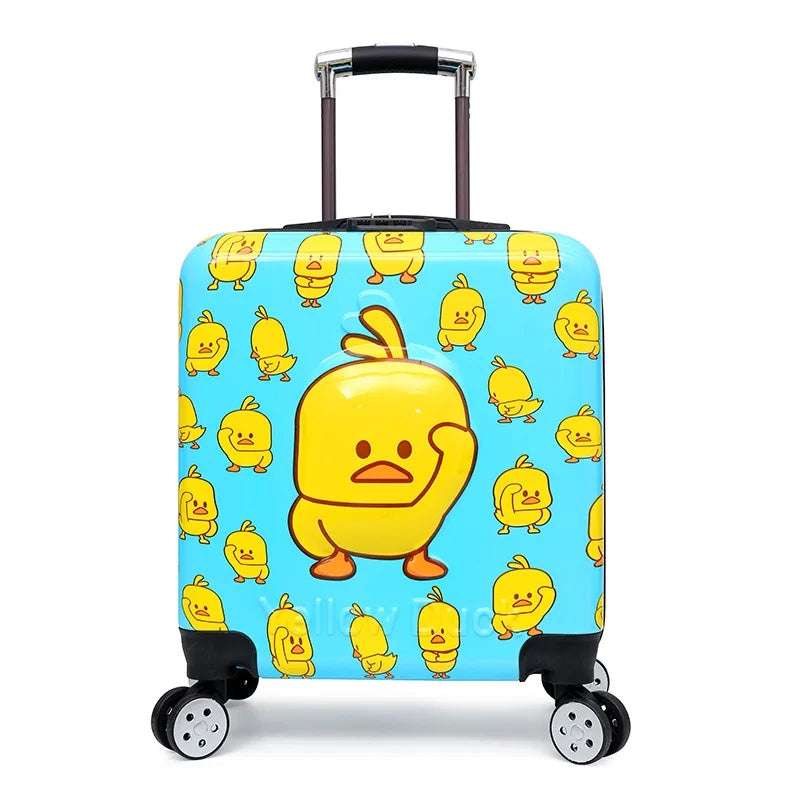 Kinderkoffer | Süß | Tierdruck | Handgepäck | Leicht | Reißverschluss-Blaue Ente-Luzern Mode