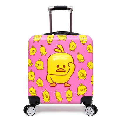 Kinderkoffer | Süß | Tierdruck | Handgepäck | Leicht | Reißverschluss-Rosa Ente-Luzern Mode