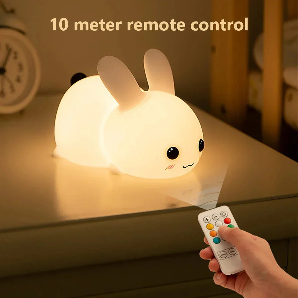 Kaninchen-Nachtlicht mit Fernbedienung, LED, dimmbar, Kinderzimmer, 10 Meter Reichweite.