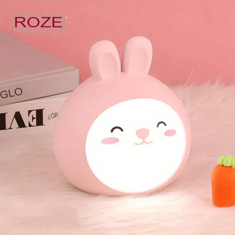 Rosa Nachtlicht Hase Kinderzimmer LED Lampe, süßes Design, energiesparend, dekorativ.