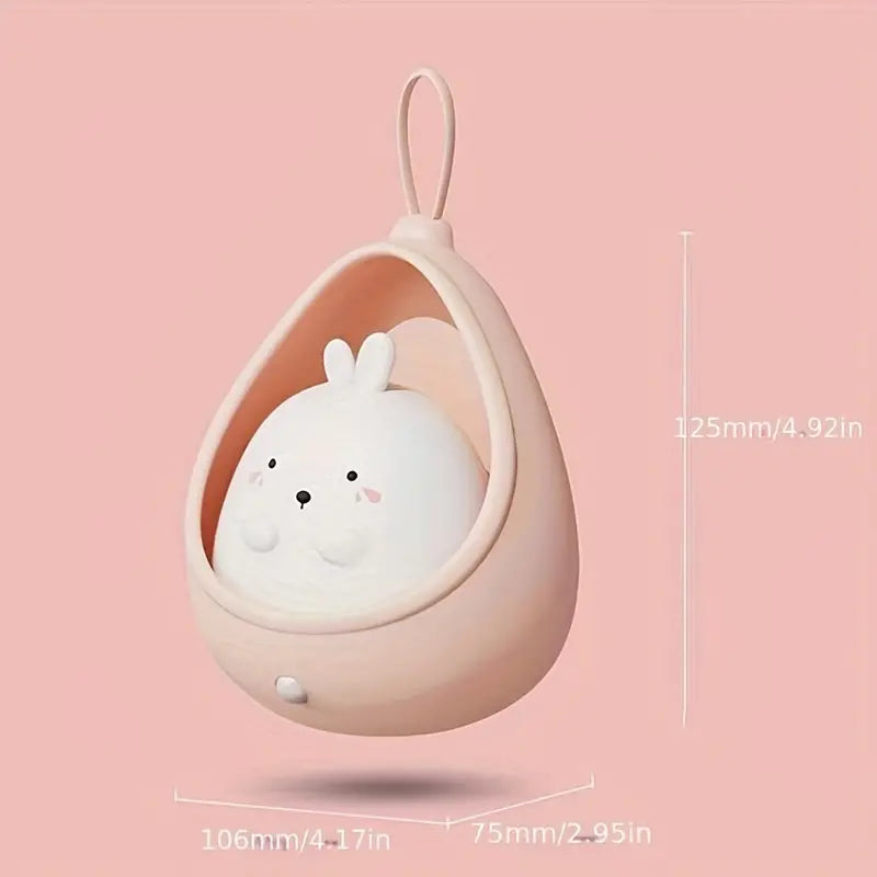 Rosa Nachtlicht Hase, tragbar, Silikon, Kinderzimmer, 125mm, niedlich, dimmbar, USB-Ladung