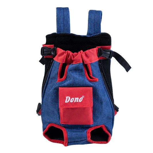 Blauer und roter Haustier-Rucksackträger, atmungsaktiv, verstellbar, für Hunde und Katzen.