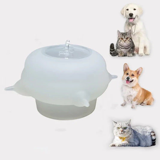 Transparenter Haustier-Wasserspender, rund, für Hunde und Katzen, modernes Design, Kunststoff.