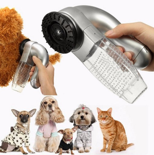 Elektrischer Haustier-Fellpflegekamm, silber, für Hunde und Katzen, mit abnehmbarem Haarbehälter.