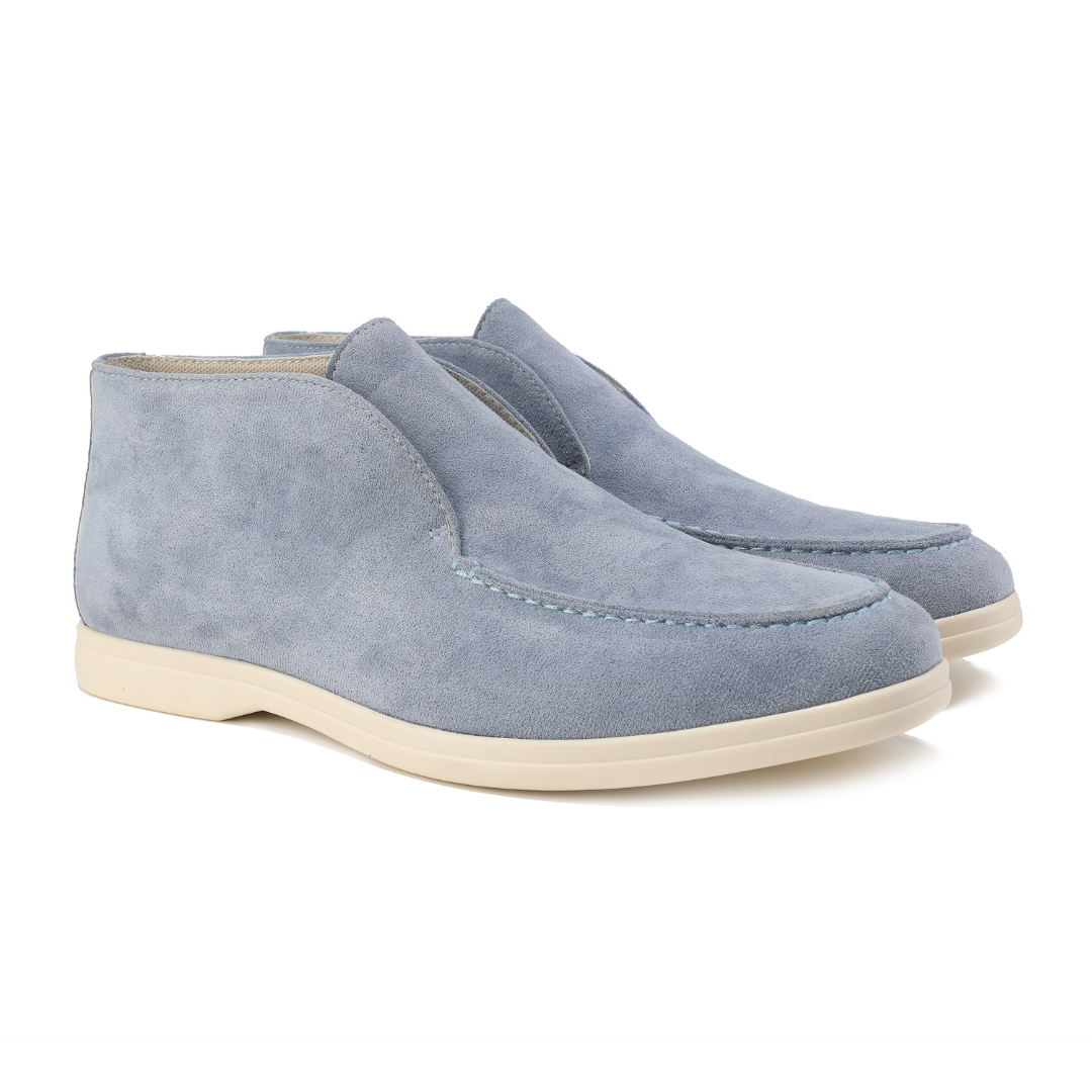 Blaue Wildleder-Stiefeletten für Herren, bequeme Freizeitschuhe, rutschfeste Sohle.