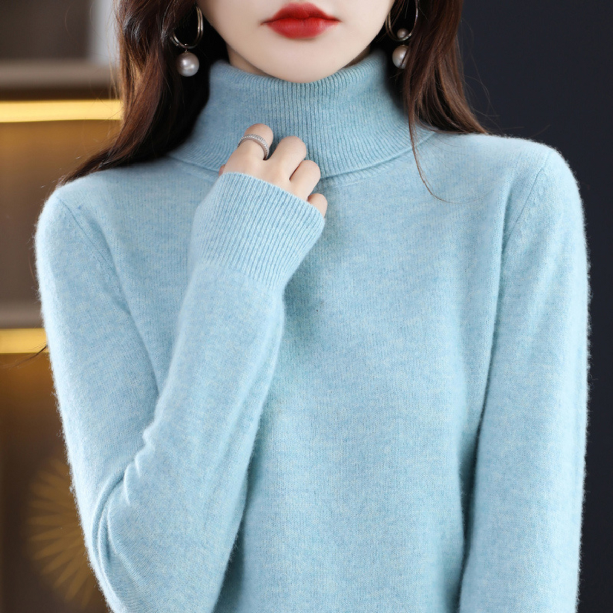 Women's 100% Cashmere Turtleneck Sweater – Soft Regular Fit Pullover 4