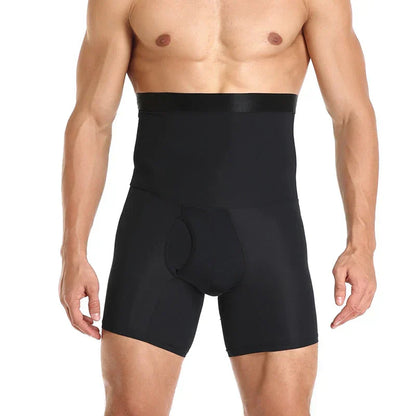 Herren Bauchkontroll Shorts | Spandex | Einfarbig | Hohe Taille-Schwarz-S-Luzern Mode