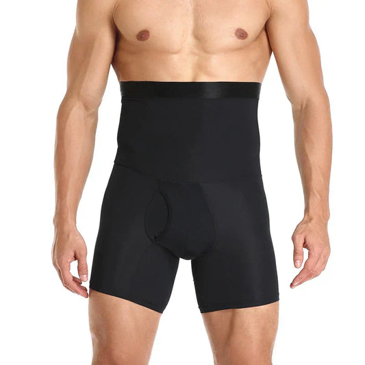 Herren Bauchkontroll Shorts | Spandex | Einfarbig | Hohe Taille-Schwarz-S-Luzern Mode