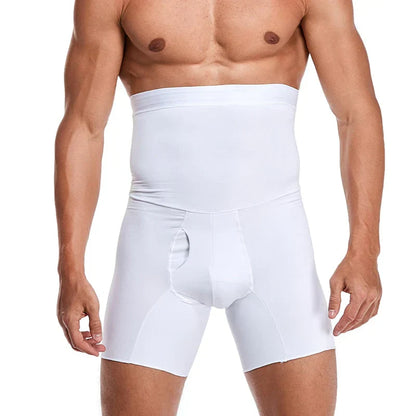 Herren Bauchkontroll Shorts | Spandex | Einfarbig | Hohe Taille-Weiß-S-Luzern Mode