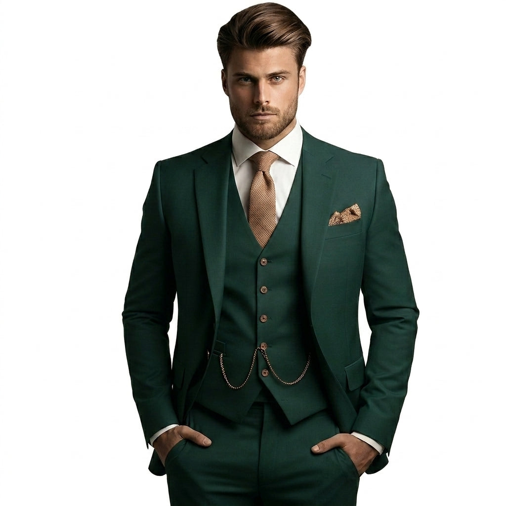 Men's 3-Piece Suit Set with Blazer, Vest and Dress Pants 5