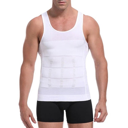 Herren Kompressions Unterhemd | Einfarbig | Atmungsaktiv | Nahtlos-Weiß-S-Luzern Mode